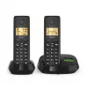 Bezvadu analogais/DECT telefons Gigaset PURE 100A Duo — 2 klausules, skaļrunis, zvanītāja ID, 1,5 collu displejs, melns