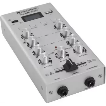 Mini mikseris Omnitronic GNOME-202P, 2 kanālu kompaktais mikseris ar 3 joslu ekvalaizeri