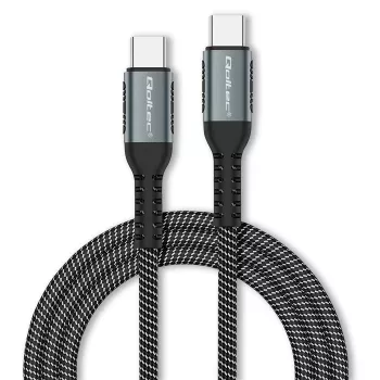 Qoltec kabelis USB 2.0 Type C uz Type C 100W Qc 3.0 Pd 1m Melns