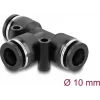 Pneimatiskais T veida savienotājs DELOCK 10 mm ar divām montāžas atverēm, melns metāls/plastmasa, iekšējā vītne, 55 mm