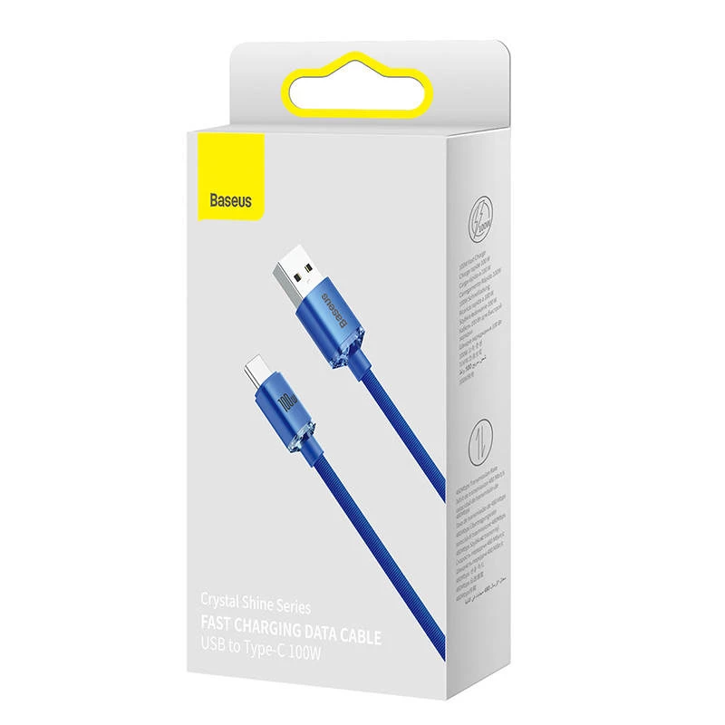 Baseus Crystal Shine kabelis USB uz USB-C, 100W, 2m (zils)