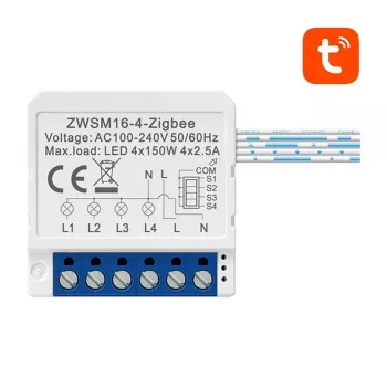Avatto ZWSM16-W4 ZigBee viedais slēdža modulis, saderīgs ar Tuya, iebūvējams releja modulis