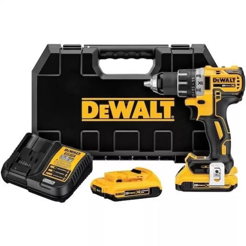 Bezvadu urbjmašīna DeWalt DCD791D2-QW, 18V Li-Ion, 2×2Ah akumulatori, bezatslēgas 13 mm patrona, 70 Nm, 1,5 kg