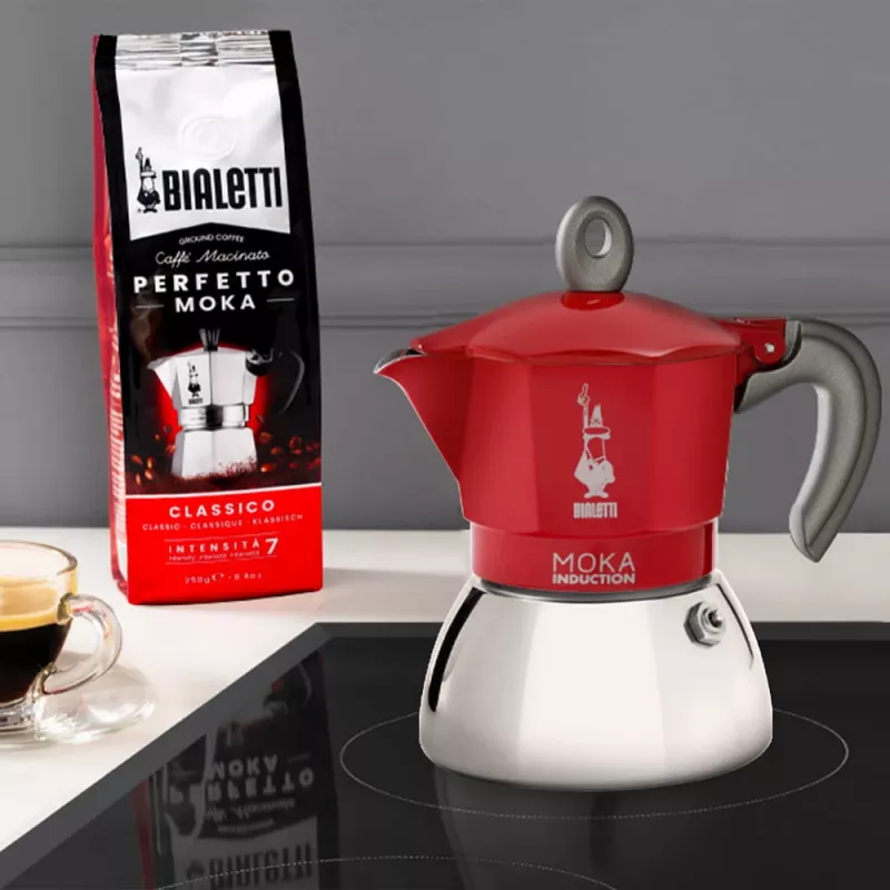 Moka katls Bialetti Moka induction 0,1 L sarkans sudrabains