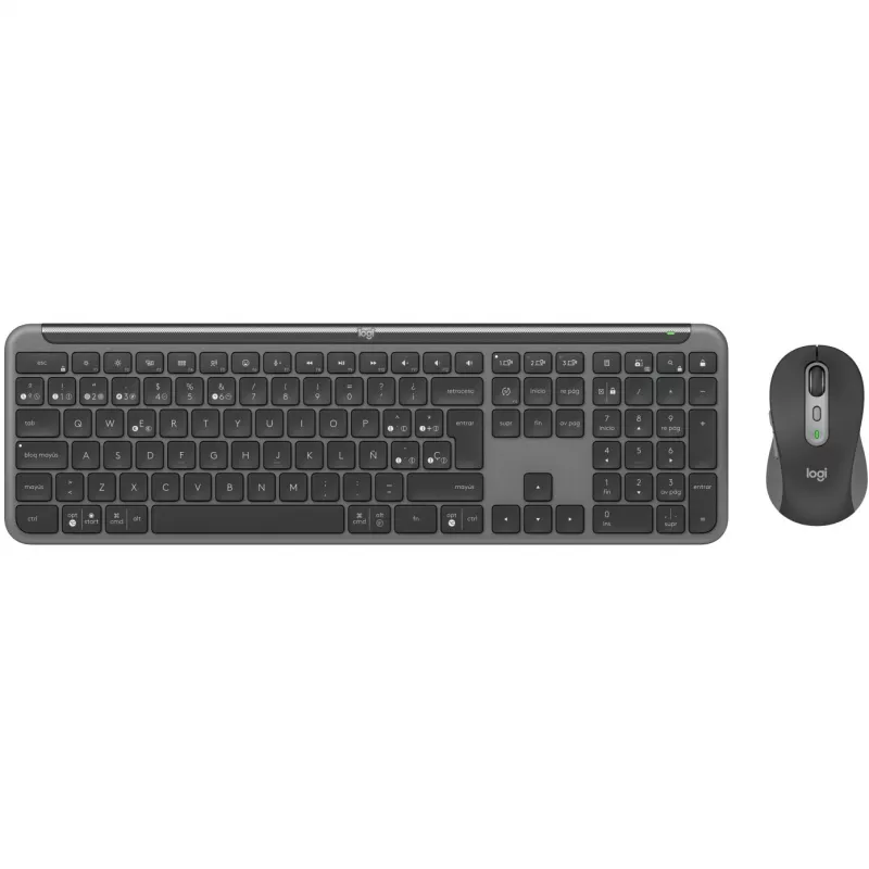 Logitech Signature plāns Combo MK950 - tastatūras un peles komplekts - 100% - pilna izmēra - bezvadu - Bluetooth 5.1 LE - QWERTY - spāņu - grafīta (920-012486)