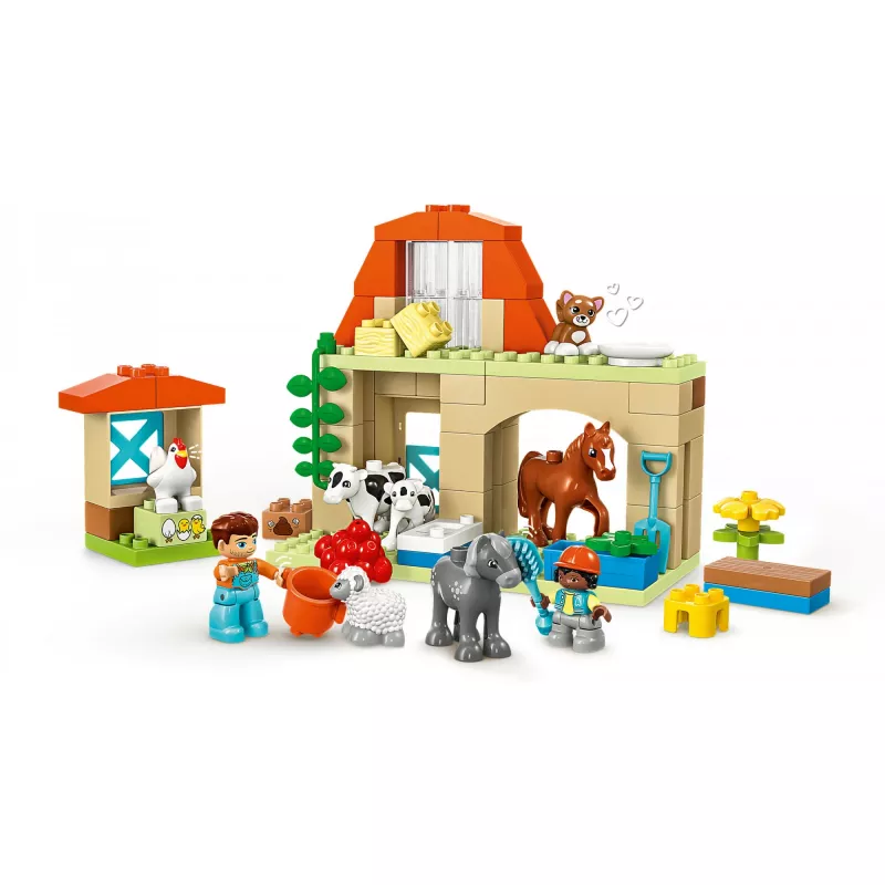 Konstrukciju rotaļlieta LEGO DUPLO Lauku dzīvnieku aprūpes komplekts 10416 — 74 gabali, 2 minifigūras, vecumam no 2 gadiem