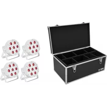 LED grīdas gaismeklis EUROLITE SLS-7 HCL balta 4x – skatuves/noregulējami baltie prožektori, 4 LED