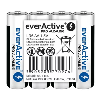 Sārma baterijas everActive LR6 AA 4 komplektā — 1,5 V, 3000 mAh, 50,5 × 14,5 mm