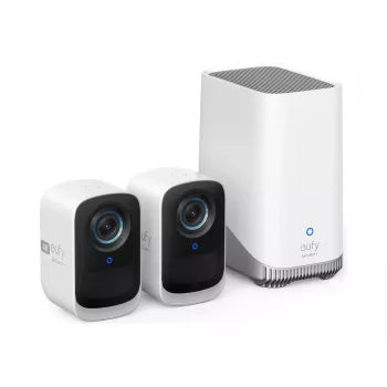 Eufy Security S300 EufyCam 3C 2-Cam Kit drošības kamera āra bezvadu, 4K kamera, paplašināma vietējā krātuve līdz 16TB, sejas atpazīšanas AI