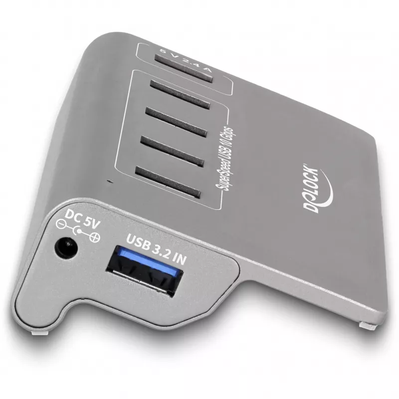 DeLOCK USB centrmezgls 10 Gbps 4 Type-A pieslēgvietas 1 ātrās uzlādes pieslēgvieta