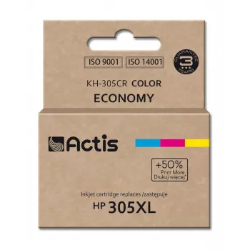 Tintes kasetne ACTIS KH-305CR saderīga ar HP 305XL — krāsaina (ciāna, fuksīna, dzeltena), uz krāsvielu bāzes 18 ml, standarta ražība, viens iepakojums