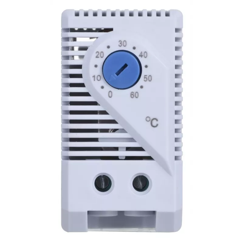 Termostats Alantec KTS, rotējoša vadība, IP20, plastmasas korpuss, pelēks, -45–70°C, 60×33×43 mm
