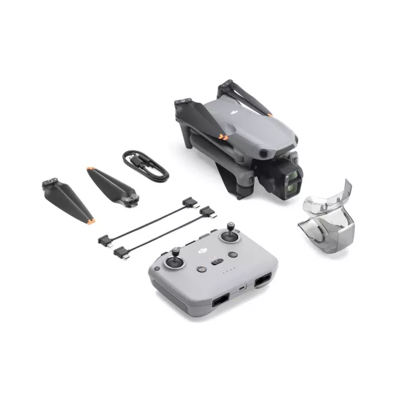 Kvadrokopteris DJI Air 3s RC-N3 — 50 MP kamera, 4K 3840×2160, 4 rotori, maks. 27 m/s, 32 000 m diapazons, 4276 mAh akumulators, pelēks