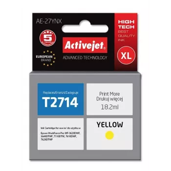 Saderīga tintes kasetne ActiveJet AE-27YNX (dzeltena, High XL, 18,2 ml) Epson printeriem