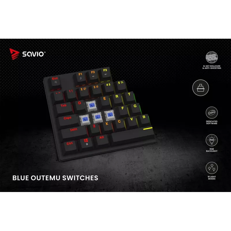 Mehāniskā tastatūra RGB Tempest X2 Outemu Blue Savio Savgk-tempest X2 Bl