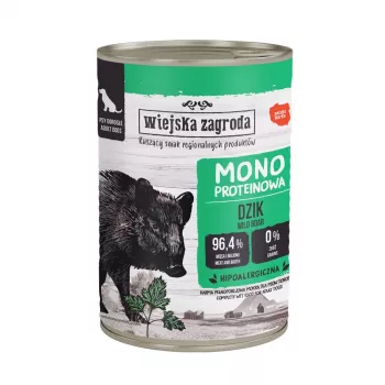 WIEJSKA ZAGRODA Monoprotein Mežacūka - mitrā suņu barība - 400g