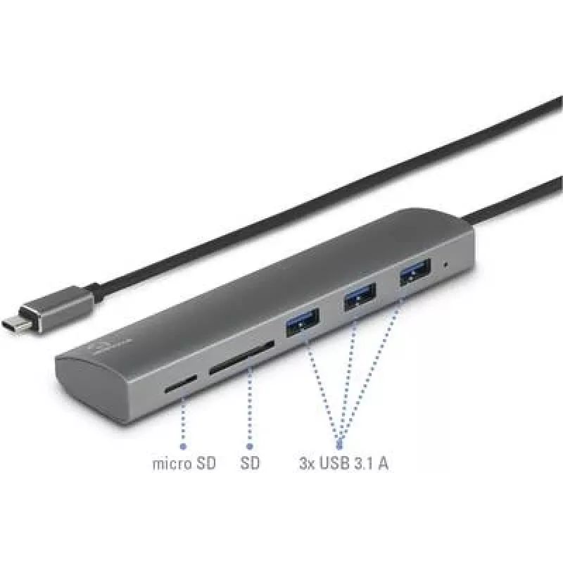 Renkforce RF-3374948 saskarnes centrmezgls USB 2.0 Type-C 5000 Mbit/s sudrabots (RF-3374948)