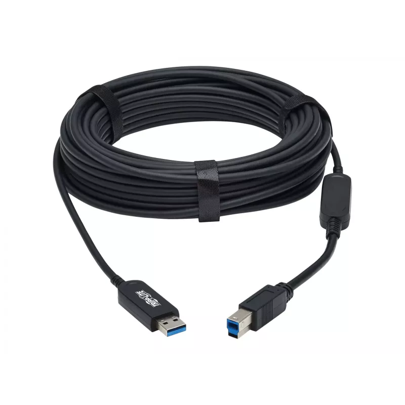 Eaton Tripp Lite Series USB 3.2 Gen 1 Plenum-Rated Fiber Active Optical Cable (AOC) - A/B M/M, Melns, 20m - USB kabelis - USB Type A (vīriešu) uz USB Type B (vīriešu) - USB 3.2 Gen 1 - 20,0m - P
