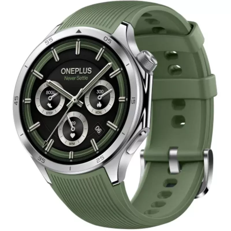 OnePlus Watch 3 Emerald Titanium viedpulkstenis, 46 mm, 1,5 collu AMOLED, GPS, zaļa gumijas siksniņa