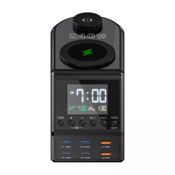 Modinātājpulkstenis BlitzWolf BW-FW10 ar 2×USB-A un 4×USB-C pieslēgvietām