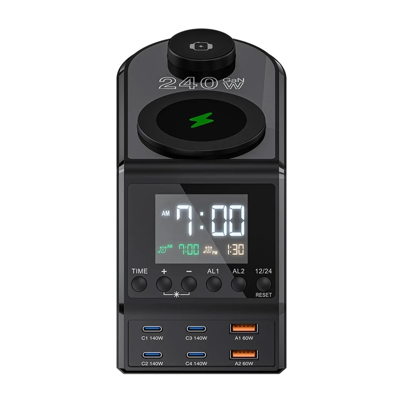 Modinātājpulkstenis BlitzWolf BW-FW10 ar 2×USB-A un 4×USB-C pieslēgvietām