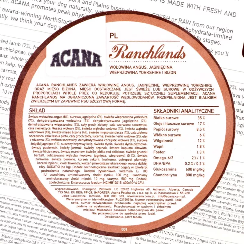 ACANA Highest Protein Ranchlands Dog - sausā suņu barība - 2 kg