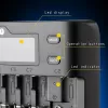 Baterijas lādētājs everActive UC-800 AC 12V 3A — LiFePO4/LiPo/NiMH, atbalsta AA/AAA/9V, līdz 10 baterijām, 12 V ieeja, iebūvēts displejs, melns
