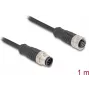 Delock M12 kabelis, A-kodēts, 8 kontaktu spraudnis uz ligzdu, PVC, 1 m (80803)