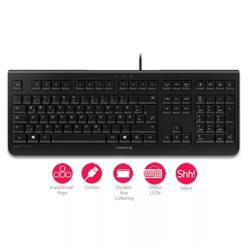 CHERRY KC 1000 tastatūra mājas USB Šveices melna