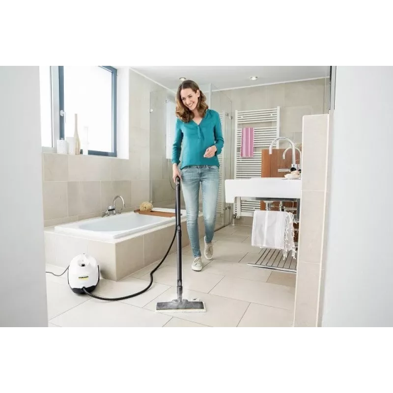 Tvaika mops Kärcher SC 3 EasyFix Plus — 1 L ūdens tvertne, 1900 W, 3,5 bāru tvaika spiediens, balts