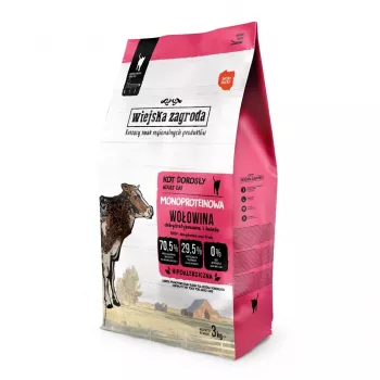 WIEJSKA ZAGRODA Monoprotein Beef - sausā kaķu barība - 3 kg