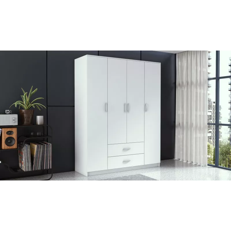 Topeshop ROMANA 160 BIEL KPLB bedroom wardrobe/closet 11 shelves 4 durvis(s) balts