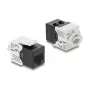 Keystone modulis RJ45 uz LSA Cat.6 UTP ar fiksējošo klipsi un bez kabeļu saitēm — DELOCK 90794, plakans melns/baltss, 16.1×30×19.4 mm