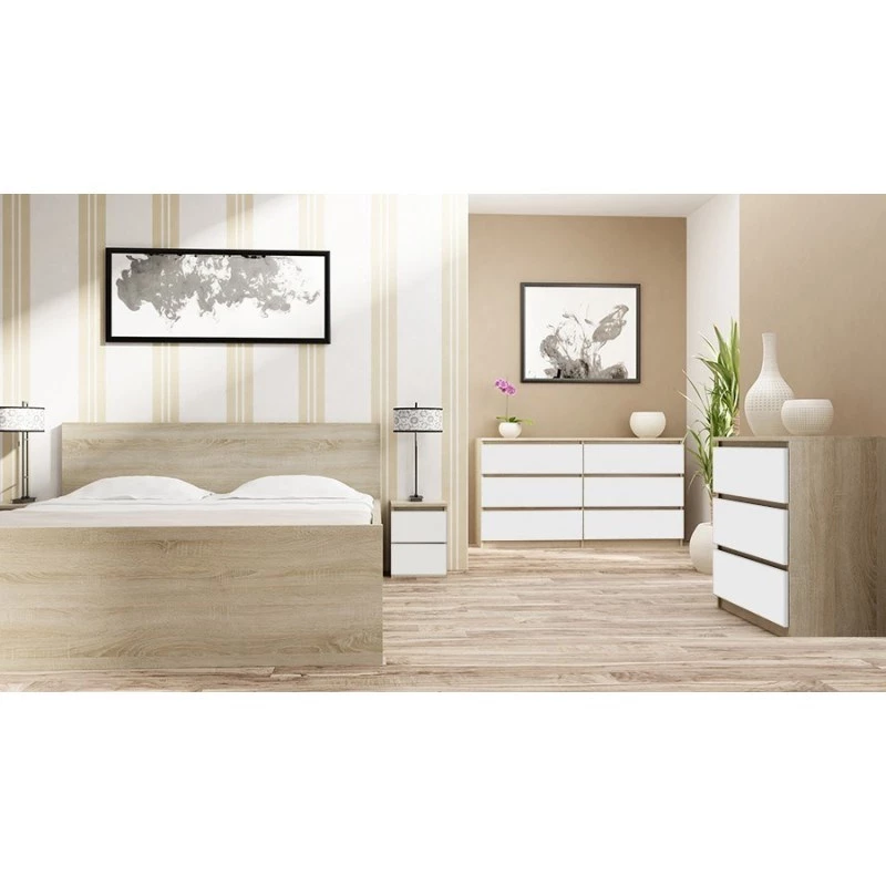 Topeshop M2 SONOMA MIX nightstand/Naktsskapītis 2 atvilktne(s) ozols, balts