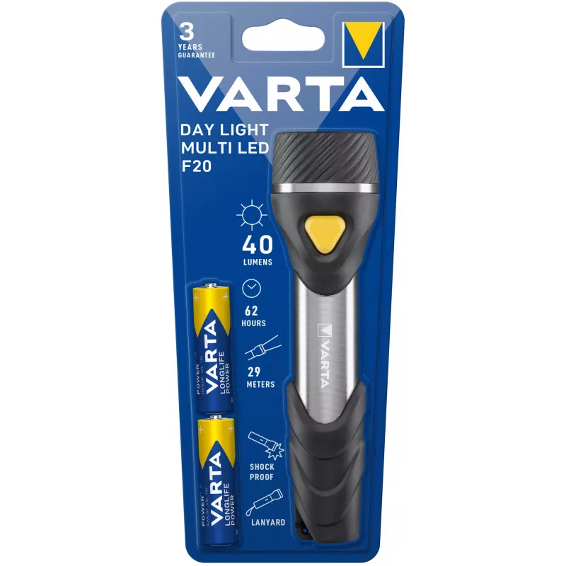 Rokas lukturītis Varta Day Light Multi LED F20 Melns Sudraba Dzeltens