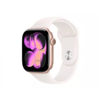Apple Watch Series 11 GPS 46mm rozā zelta alumīnija korpuss ar gaiši sārtu sporta siksniņu - S/M | Apple