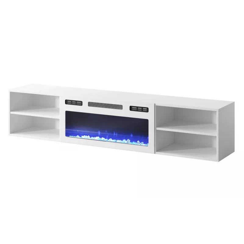 RTV skapis POLO 180x33x39 balts + kamīns balts