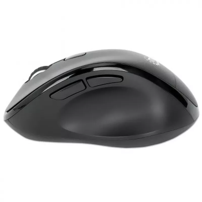 Manhattan Ergonomic Wireless pele, Right Handed, Adjustable 800/1200/1600dpi, 2.4Ghz (up to 10m), Six Button with Scroll Wheel, Combo USB=A and USB-C receiver, Melns, AA baterija (included), Three Year Warranty