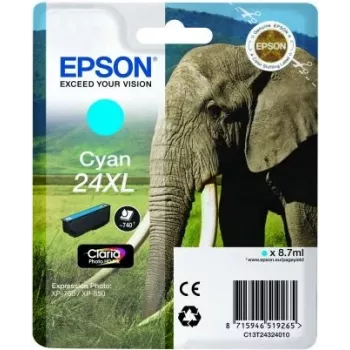 Epson Elephant Singlepack ciāna 24XL Claria Photo HD tintes kārtridžs, ciāna, 1 gab.