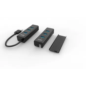 UNITEK Y-3089 interfeisa centrmezgls USB 3.2 Gen 1 (3.1 Gen 1) Type-A 5000 Mbit/s Melns