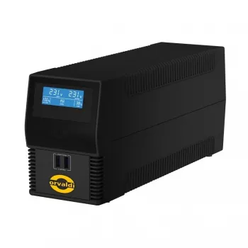 UPS ORVALDI I650 0,6 kVA (360 W) ar LCD displeju un USB, 4x IEC izejas