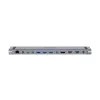 KVM slēdzis Unitek D1106AGY01 USB-C trīskāršs 4K dokstacija ar KVM, 3x USB-A, 5x USB-C, HDMI×2, DP×1, RJ-45, SD lasītājs, 3840×2160@60Hz, alumīnijs