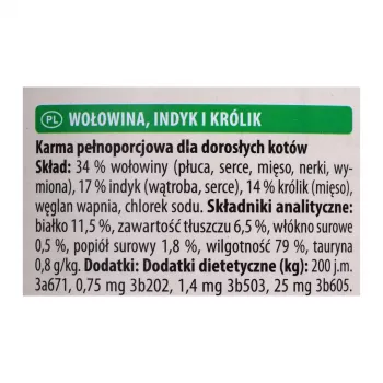ANIMONDA Carny Adult liellopu gaļa, tītars, trusis - mitrā kaķu barība - 400g