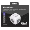 Power Cube QOLTEC 52547 strāvas sadalītājs 3× maiņstrāvas kontaktligzdas, 2× USB-A, 1× USB-C PD 20W