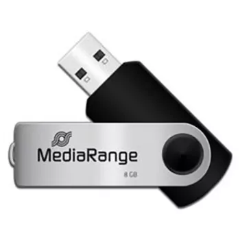MediaRange MR908NTRL USB zibatmiņa 8 GB USB Type-A 2.0 Melns - Sudraba krāsa (MR908NTRL)
