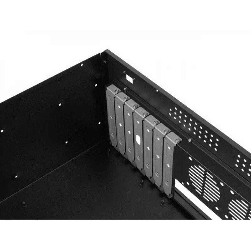 Plauktā montējams korpuss LANBERG SC01-3504-10B, 1x 3,5 collu + 1x 2,5 collu nodalījums, 7 paplašināšanas sloti, 2x 120mm priekšējie ventilatori, USB2.0
