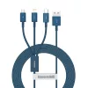 USB kabelis 3in1 Baseus Superior Series, USB uz micro USB / USB-C / Lightning, 3.5A, 1.5m (zils)