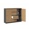 Kumode Topeshop 2D4S ANT/ART BA KPL — 4 atvilktnes, antracīts/ozols, 1200×400×970 mm, kokskaidu plātne