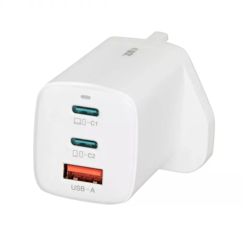 iBOX C-65 Balts, GaN 65W universāls lādētājs ar UK kontaktdakšu