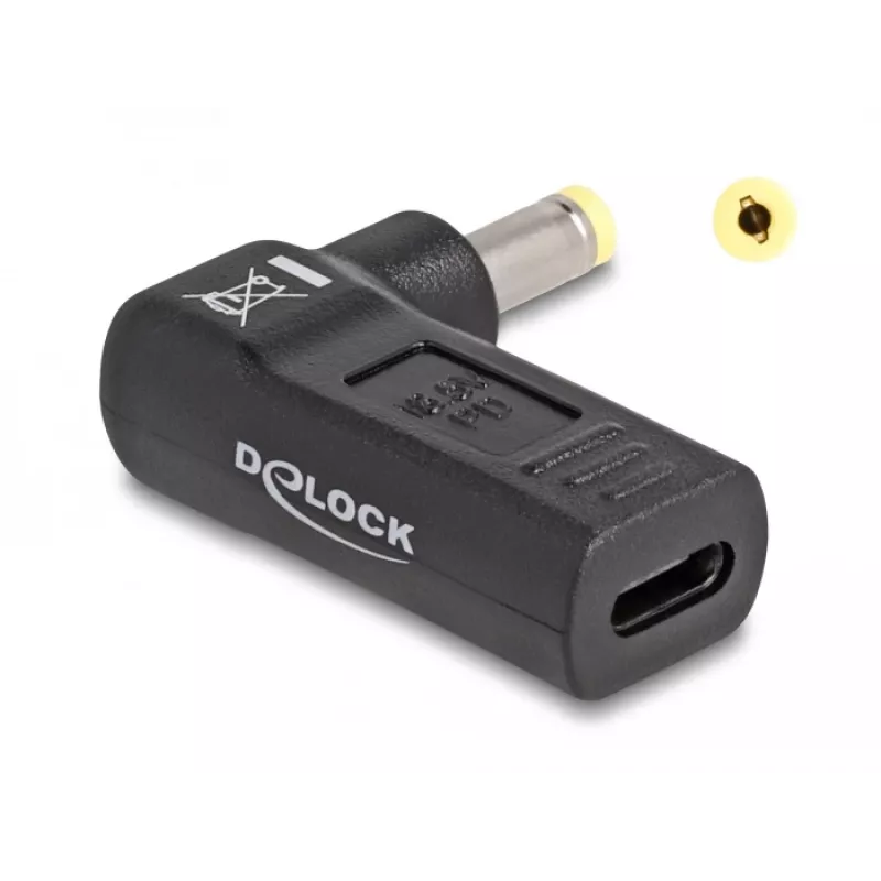 DeLOCK adapteris USB Type-C ligzda uz HP 4.8 x 1.7 mm spraudnis 90° leņķī